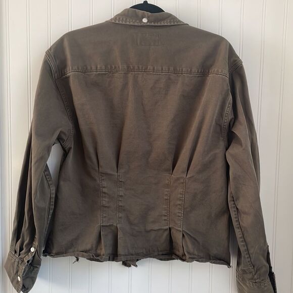 Current/Elliott women’s button up top / light jacket olive green‎ raw edge 2/M - Picture 6 of 15